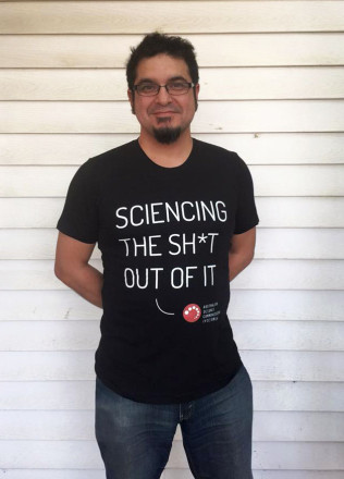 George Aranda wearing a T-shirt from the ASC online shop