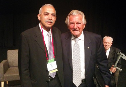 CRC CARE Managing Director and CEO, Prof Ravi Naidu, with The Hon Bob Hawke AC