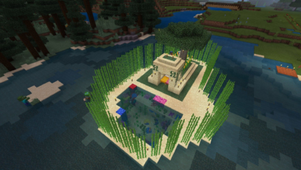 Image of an island created in Minecraft 